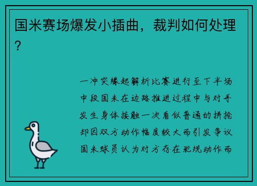 国米赛场爆发小插曲，裁判如何处理？